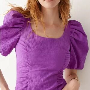 & Other Stories Magenta Textured Square Neck Top